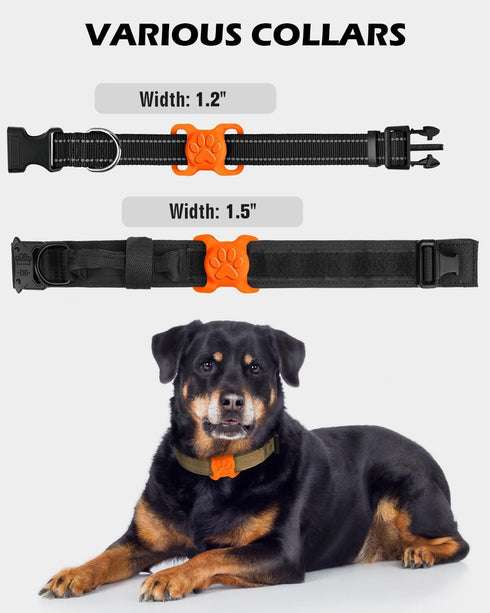 Dynmeow Airtag Dog Collar Holder, Stretchy Silicone for Medium and Large Dogs, Anti-Lost Compatible with 1.2 and 1.5