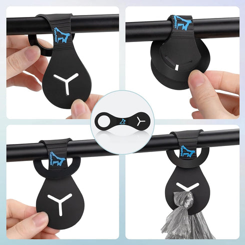 2 PuppyDoggy Dog Poop Bag Holder for Leash Waste Bag Carrier Dog Poop Bag Dispenser for Walking Running Bicycle