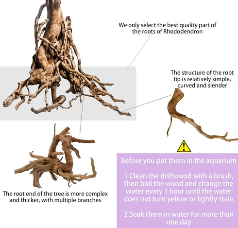 8 Pack Natural Driftwood - Aquarium Decor Spider Wood for Freshwater Fish Tank, Reptile Driftwood Branch (4"-6")