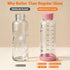 12 oz 4 Pack Glass Juice Bottles Glass Water Bottles with Stainless Steel Lids Leakproof, BPA Free, Heat-Resistant