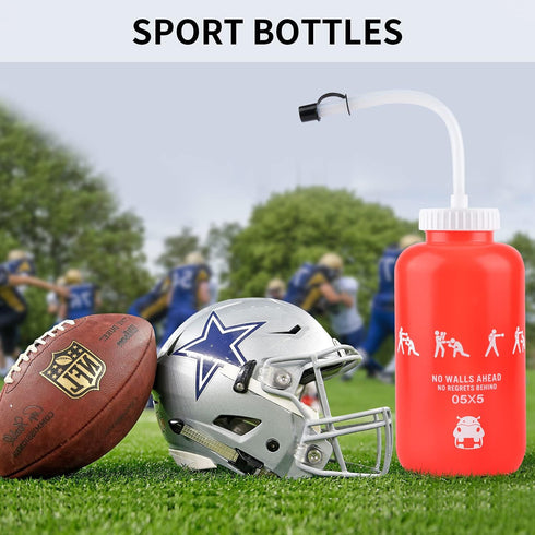 SHOKE 1 Liter Squeeze Sports Water Bottle with Long Straw, BPA Free, Leak Proof for Football, Hockey, Gym