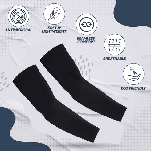 KUHNMARVIN 2 Pairs Arm Sleeves Compression UV Protection Cooling Sun Sleeves for Basketball and Football