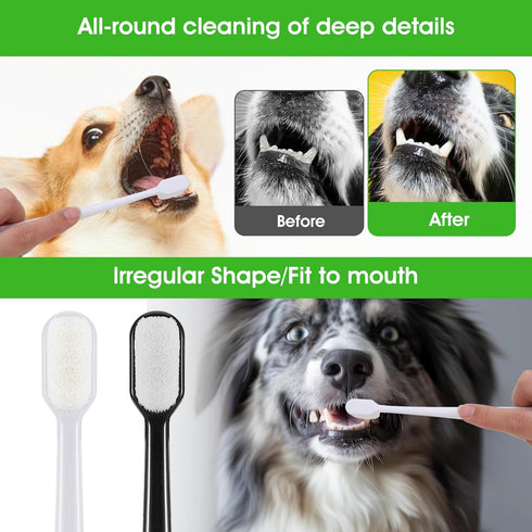 Dog Toothbrush, 4 Pcs Soft Dog Tooth Brushing Kit, Long Handle Pet Toothbrush for Dogs Teeth Cleaning and Oral Care