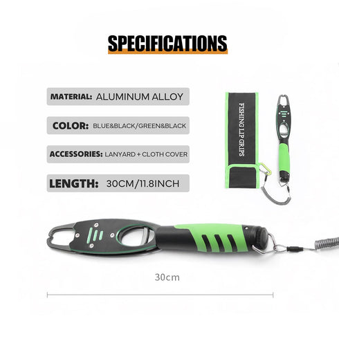 Fish Lip Gripper with Scale, 40LB/18KG Capacity Aluminum Alloy Fish Scale Grabber Fishing Gear and Accessories