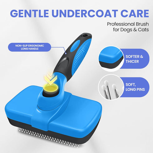 AUSRKI 5-in-1 Self Cleaning Shedding Brush - Professional Pet Grooming Kit Skin Friendly Grooming Tool for Dogs, Cats