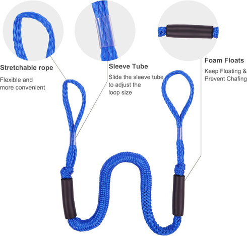 Jranter Bungee Dock Lines - 4 Feet Bungee Shock Cords for Boat, PWC, Jet Ski, Kayak, Canoe (4 Packs)