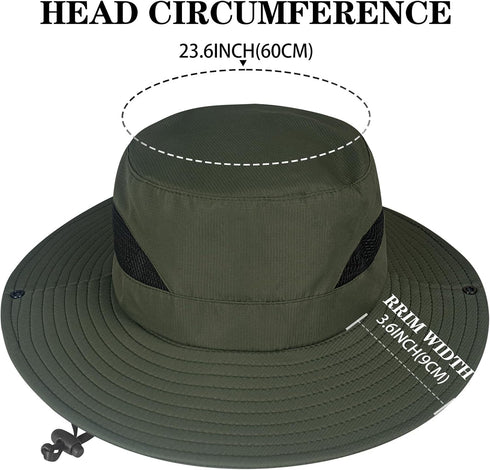 ZOORON Sun Hats for Men Women, Wide Brim Bucket Hats with UV Protection UPF50+ Waterproof for Fishing Hiking