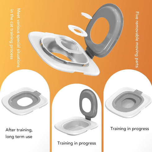 Upgraded Cat Toilet Trainer Kit, Universal Reusable Cat Potty Toilet Training Kit, Removable Cat Toilet Training Kit
