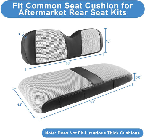 MOSNAI Golf Cart Rear Seat Covers for EZGO, Club Car, Yamaha, Breathable Polyester Mesh and Leather