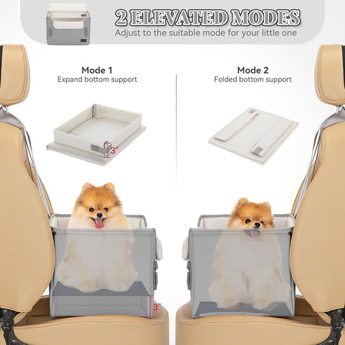 25lbs PETSFIT Dog Booster Car Seat, Waterproof PU Leather Dog Car Seats for Small Dogs with Patent Safe Buckles