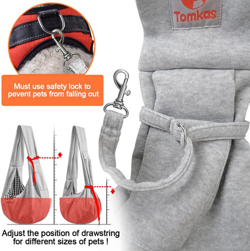 3-10 lbs Tomkas Small Dog Sling Carrier - Zipper Pocket & Adjustable Strap & Zip Pocket - for Pets (Gray, M - Classic