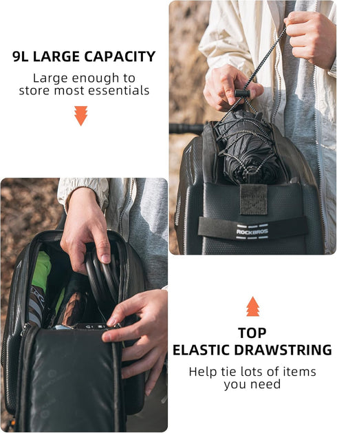 ROCKBROS Bike Rack Bags - Large Hard Shell Bicycle Rear Rack Bag, Bike Trunk Bag, Ebike Battery Bag, Saddle Bag