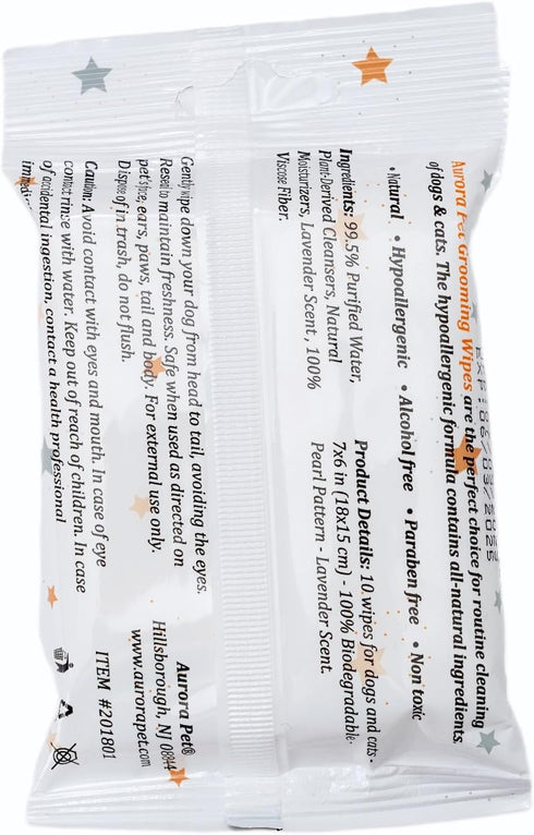 100% Natural Plant-Based Hypoallergenic Pet Grooming Wipes, Travel Pack, 120 Count