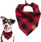 Buffalo Plaid Dog Bandanas 1 Pack, Red Flannel Triangle Bibs Scarfs for Small Medium Large Dogs and Cats, Washable