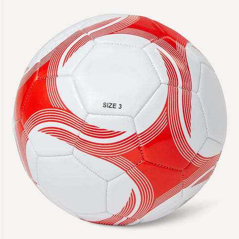 6-Pack 3 Set Size PVC Soccer Balls with Pump - White and Red Training