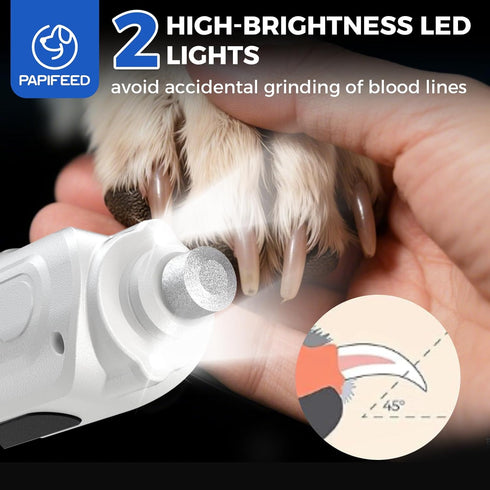 6 Trimmer PAPIFEED Pet Nail Grinder with Nail Clipper Kit, Speed Adjustable Dog Nail with LED Light, Rechargeable Pet