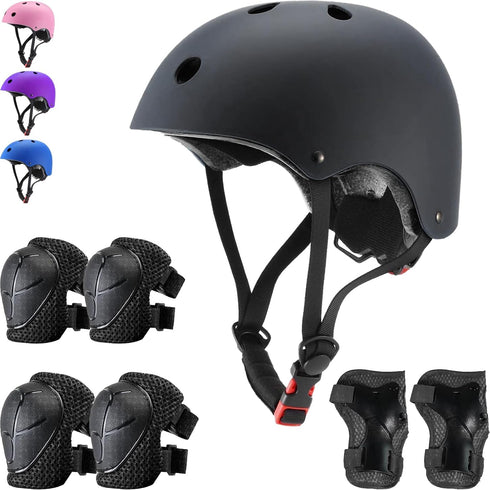 Kids Helmet Set, Adjustable Protection for Children 3-8 Years, Includes Elbow Pads, Knee Pads, Wrist Pads