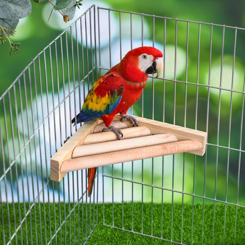 3 (7.1 7.1 Inch,Ladder) Wettarn Pcs Bird Perch Platform Bird Corner Parrot Perch Corner Wooden Stand Sector Playground