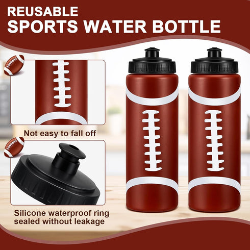 Yaomiao 12 Pcs Football Water Bottle for Boys, 20 oz Reusable BPA-Free Squeeze Water Bottles