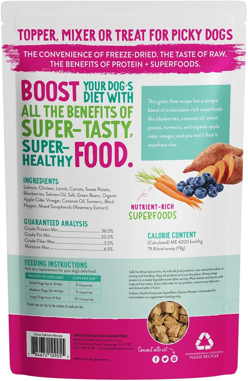 Health Extension Super Bites Freeze-Dried Raw Salmon Recipe, 18 oz, Supports Digestive Health