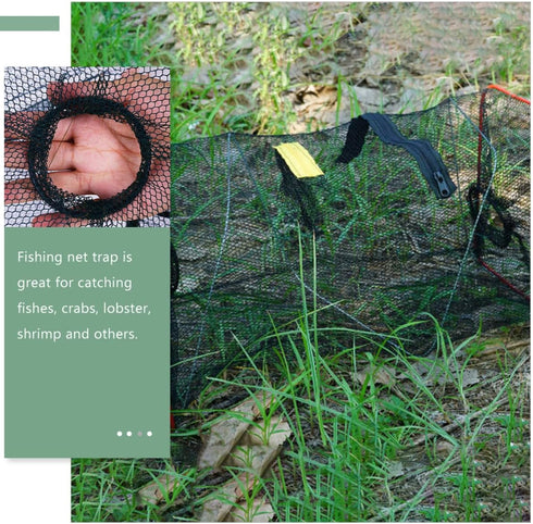 4 GLEAVI Portable Lobster and Crab Fishing Trap Mesh Net, Foldable Shrimp Cast Net with Pieces, Outdoor Angling