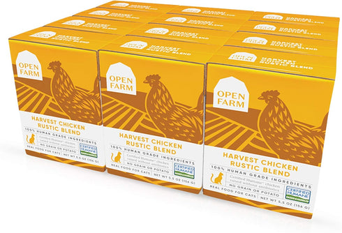 Open Farm Harvest Chicken Rustic Blend Wet Cat Food, Complete Meal or Topper, 5.5 oz, Pack of 12 Boxes