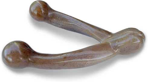 Pet Qwerks Wishbone BarkBone, 5.38" Nylon Chew Toy for Aggressive Chewers, Bacon Flavor
