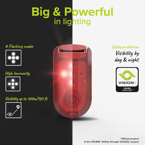 VELMIA Running Lights for Runners (2 Pack) for Maximum Safety and Visibility, Clip-On Strobe Reflective Gear