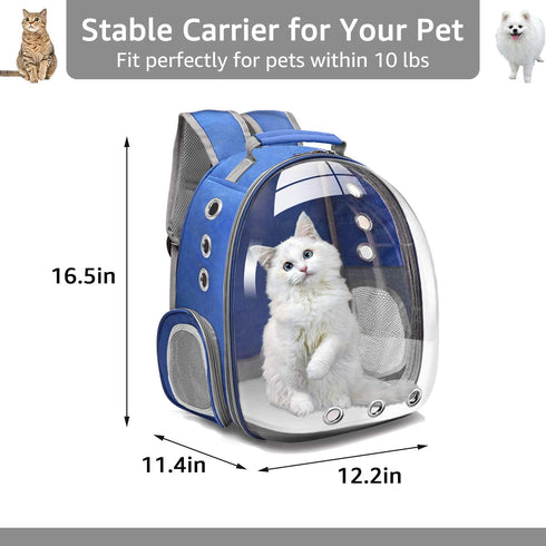Henkelion Cat Backpack Carrier, Space Capsule for Small Medium Dogs and Cats, Navy Blue Airline Approved