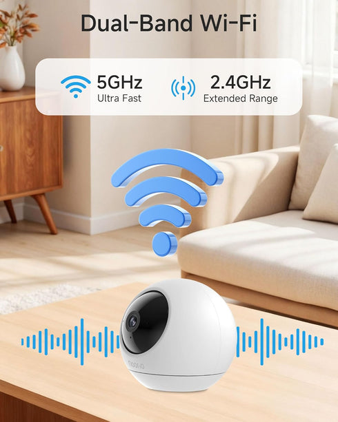 Noorio 5GHz 2K 360 T110 Security Indoor Camera with WiFi, UHD Security Camera, Pet/Dog/Baby Camera with Phone app