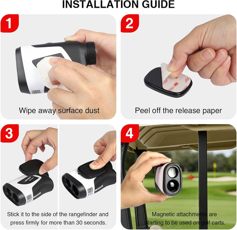FEUNLEM Golf Rangefinder Magnetic Holder Mount, Range Finder Accessories with Strong Magnet for Golf Cart, Adhesive