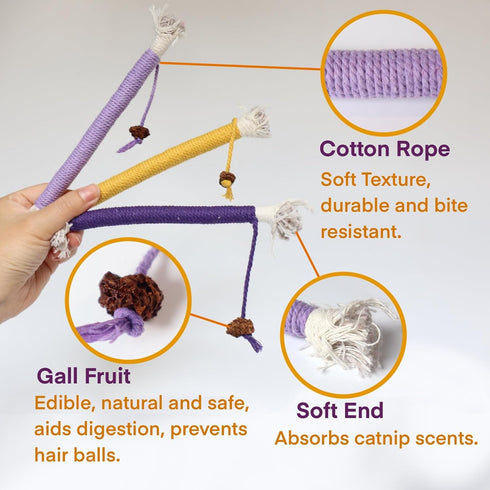 Fokauiwo 3 Pack 1 Cat Toys for Indoor Cats, Kitten Toys for Indoor Kittens, Catnip Rope Chew Toys for Teeth Cleaning