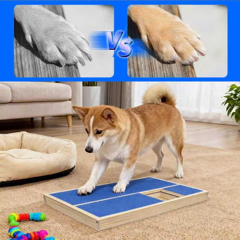 Dog Nail Scratch Pad with Treat Box, Solid Wood Nail Filing Board That Trims Nails Naturally Without Clippers for Dogs