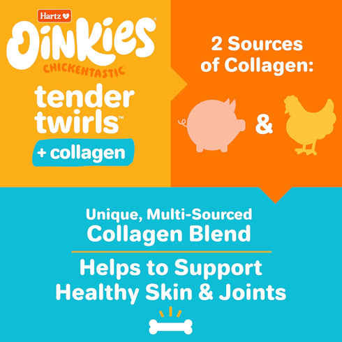 Oinkies Chickentastic Tender Twirls, 20 Count, Made with Real Chicken Breast, Pumpkin & Carrot, Collagen for Skin &