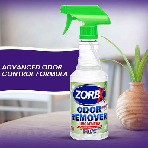 ZORBX Unscented Odor Eliminator for Strong Odor - Used in Hospitals & Healthcare Facilities | Advanced Trusted Formula, Fast-Acting Odor Remover Spray for Dog, Cat, House & Carpet (16 Oz.)