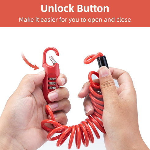 ROCKBROS Bike Lock Cable Combination, High Security 6FT Long Portable Lock for Bicycle and Scooter