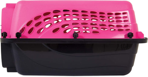 Petmate Two Door Pet Kennel, Pink/Black, 19" Long, for Pets up to 15 Pounds, Made in USA