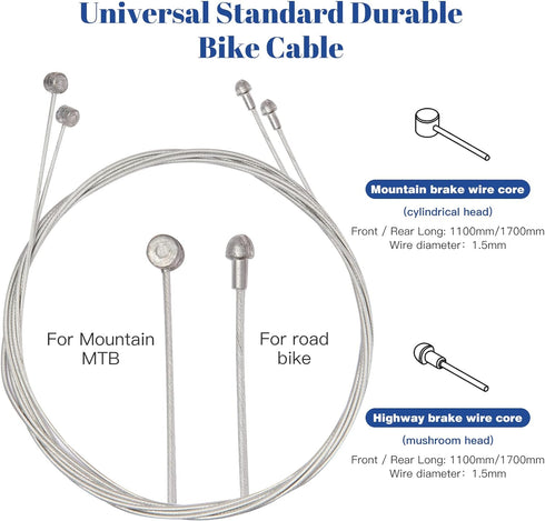 Universal Bike Brake Cable Housing Kit, 1 Set Bicycle Brake Line, 2 Pieces V Bike Brake Noodle, Black Accessories