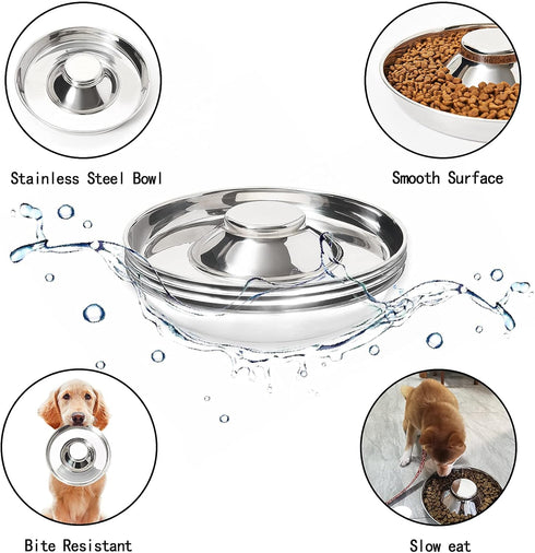 Set of 2 Stainless Steel Puppy Bowls, Dog Food and Water Feeder for Small Medium Large Dogs