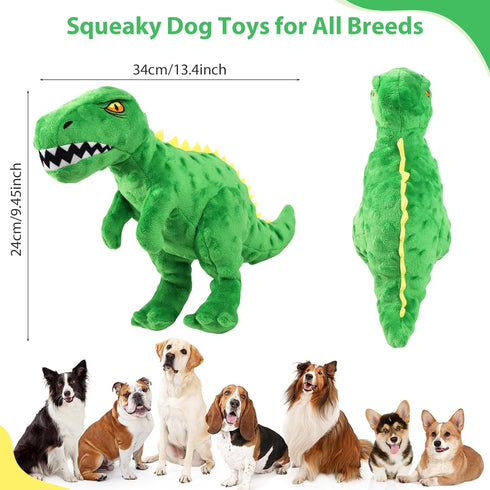 Homounter Dog Toys Cute Dinosaur Plush Toy for Large Dogs - Squeaky Interactive Stuffed Dog Chew Toy for Puppies, Pet