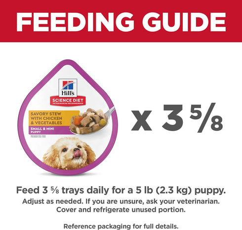 Hill's Science Diet Puppy, Small & Mini Breeds Premium Nutrition, Wet Dog Food, Chicken & Vegetables Stew, 3.5 oz Tray