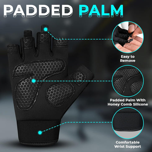 Breathable Gym Gloves for Men & WomenLightweight,Non-Slip Workout Gloves with Full Palm Protection, Wrist