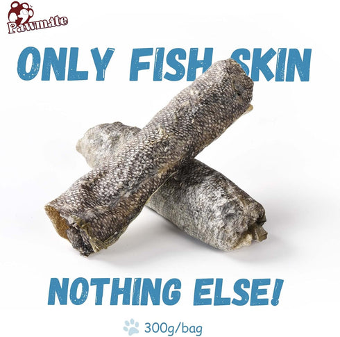 Cod Skins Dog Treats - All-Natural Chew Fish Skin Rolls, Healthy Omega-3 Protein 10.6 OZ