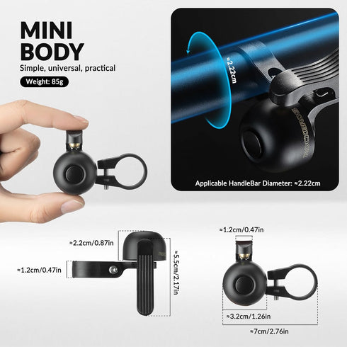 ROCKBROS Bicycle Bell, Copper Alloy Sturdy Bike Ring Bell with Clear & Long Sound for Handlebars, Over 100 dB