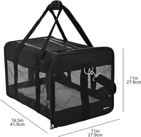 16 16.5" 10.6" 11" Amazon Basics Airline Approved Soft-Sided Mesh Pet Travel Carrier with Shoulder Strap, Portable