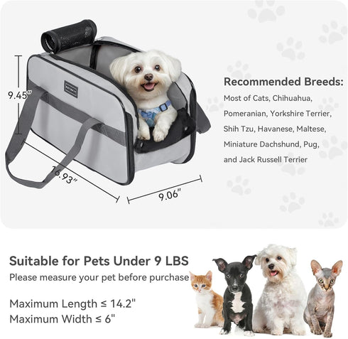 PETSFIT Multipurpose Console Dog Car Seat, Portable Small Dog Car Seat for Dogs, Cat Carrier, Pet Carrier Airline