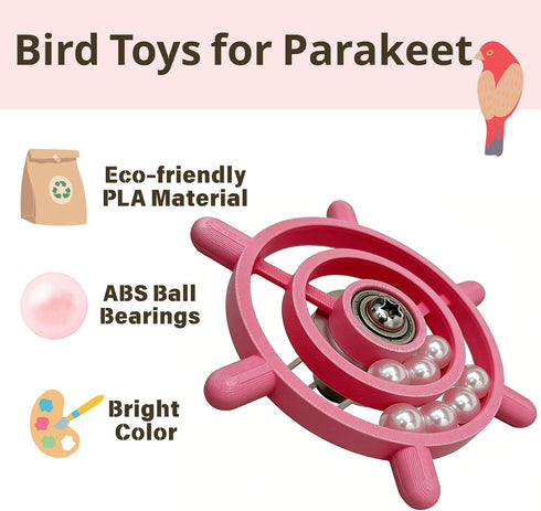 Generic Parrot-Toys Interactive Spinner Bird-Toys for Parakeet-Cockatiel Budgie Bird Cage Accessories Relieves Boredom