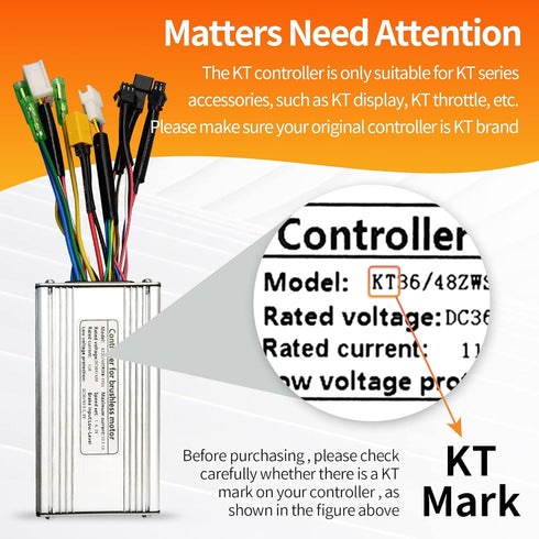 KUNTENG(KT) 36V/48V 500W Brushless Motor Controller for Electric Bike Kit with KT LCD3 LCD4 LCD5 LCD7 Display