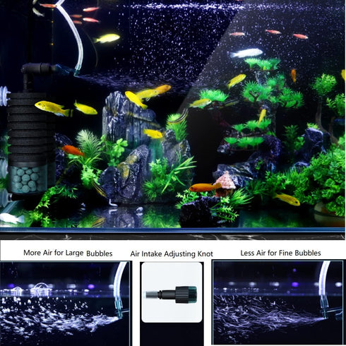 QANVEE S(6-30 Aquarium Sponge Filter Bubbler with Ultra Quiet Water Pump and Ceramic Balls for Fish Shrimp Breeding