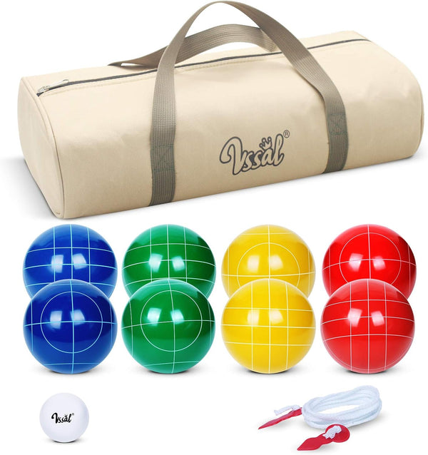 Bocce Ball Set Regulation Size and Weight for Professional Tournament, Backyard, Beach,